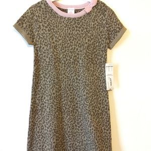 NWT Leopard Print Sweater Dress with Pink Collar